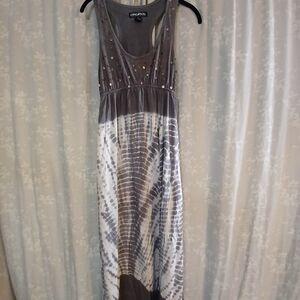 Living Doll Gray and White Tie-Dye Maxi Dress